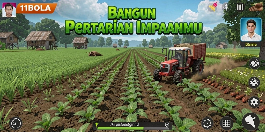 Tampilan menarik dalam permainan Farming 11BOLA dengan berbagai tanaman.