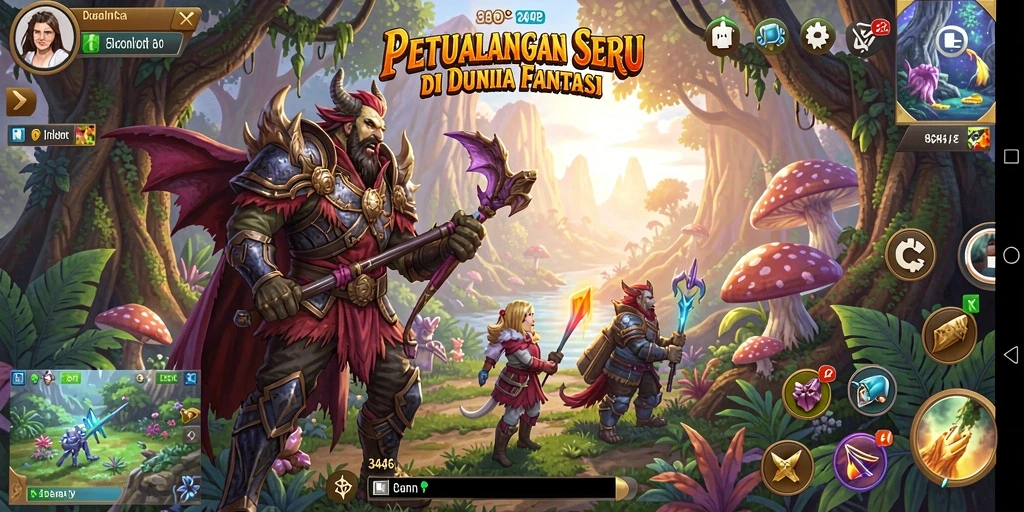 Screenshot menampilkan gameplay petualangan seru di dunia fantastis 3446.