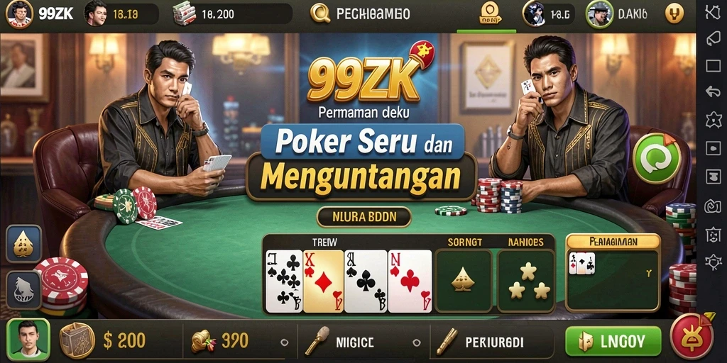 Tangkapan layar dari gameplay seru 99ZK yang menampilkan suasana poker.