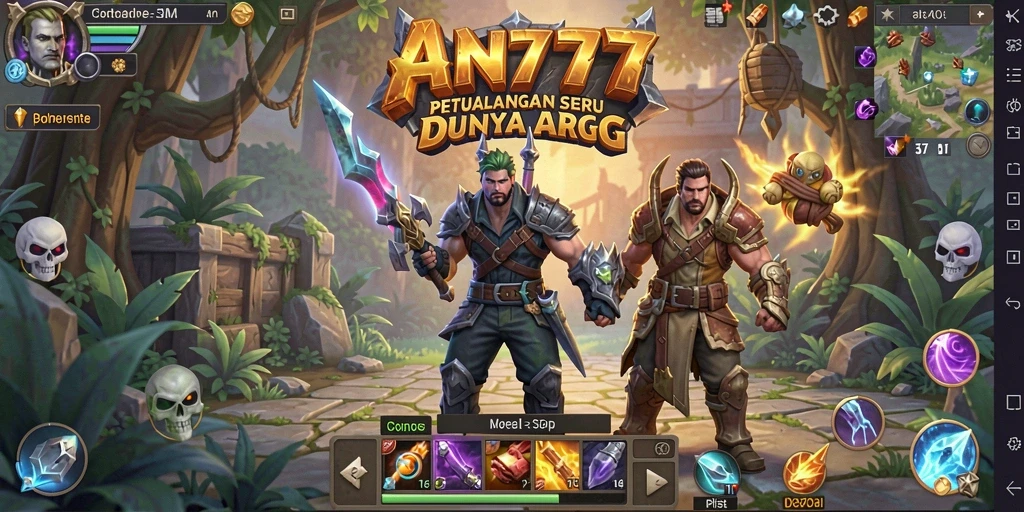 Tangkapan layar AN777 menampilkan aksi pertempuran seru dalam dunia ARPG.
