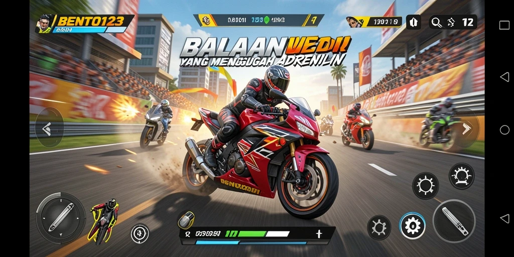 Gameplay mendebarkan di balapan motor BENTO123.