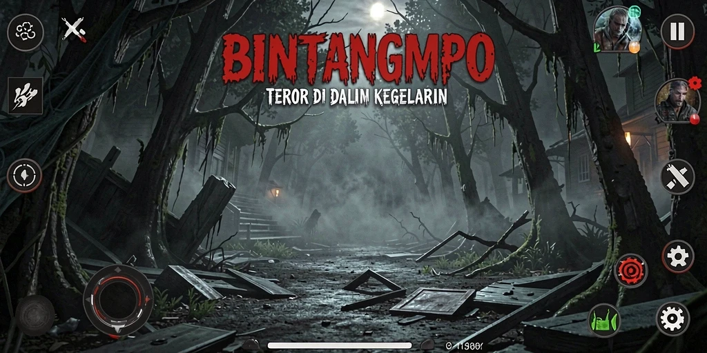 Gameplay mengerikan di dalam BINTANGMPO dengan makhluk yang menakutkan.