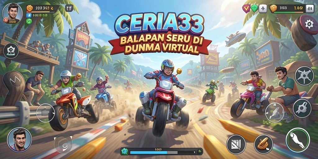 Gameplay menegangkan di trek balapan CERIA33 yang memukau.