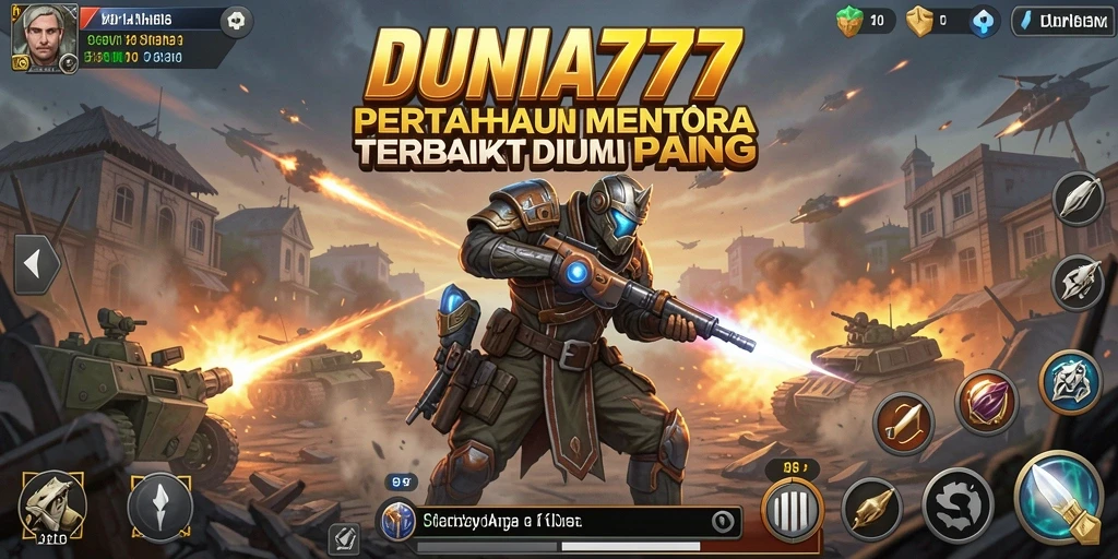 Gameplay seru DUNIA777 dengan menara pertahanan strategis.
