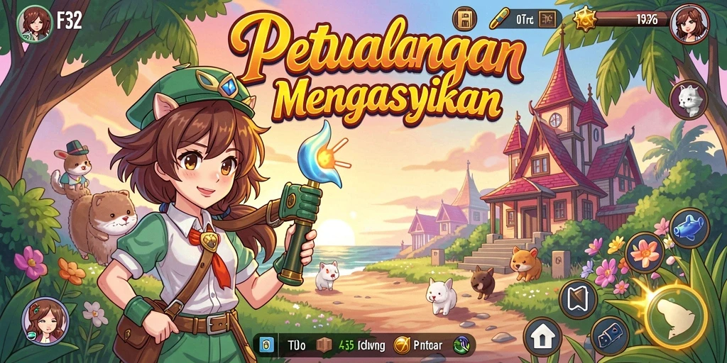Tampilan gameplay F32 yang menarik dan penuh warna.