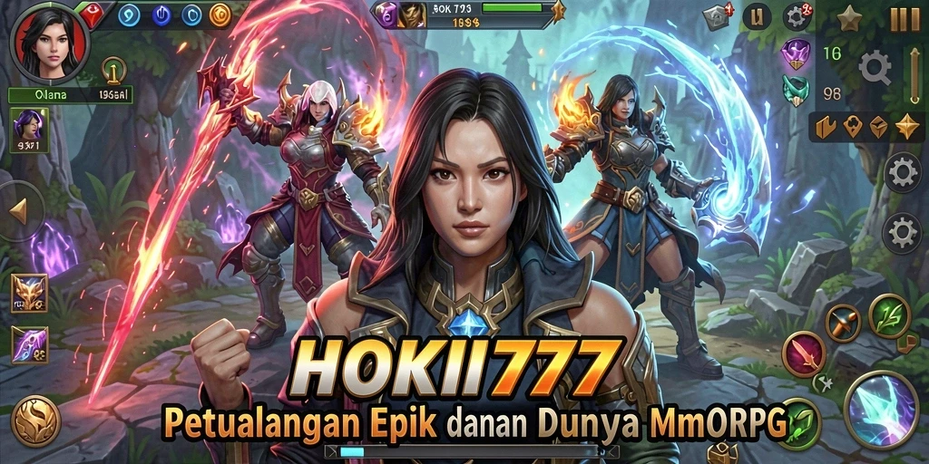 Screenshot HOKI777 menunjukkan aksi seru dalam pertarungan MMORPG.