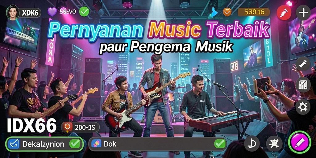 Tampilan screenshot utama IDX66 yang menunjukkan gameplay seru dengan iringan musik.