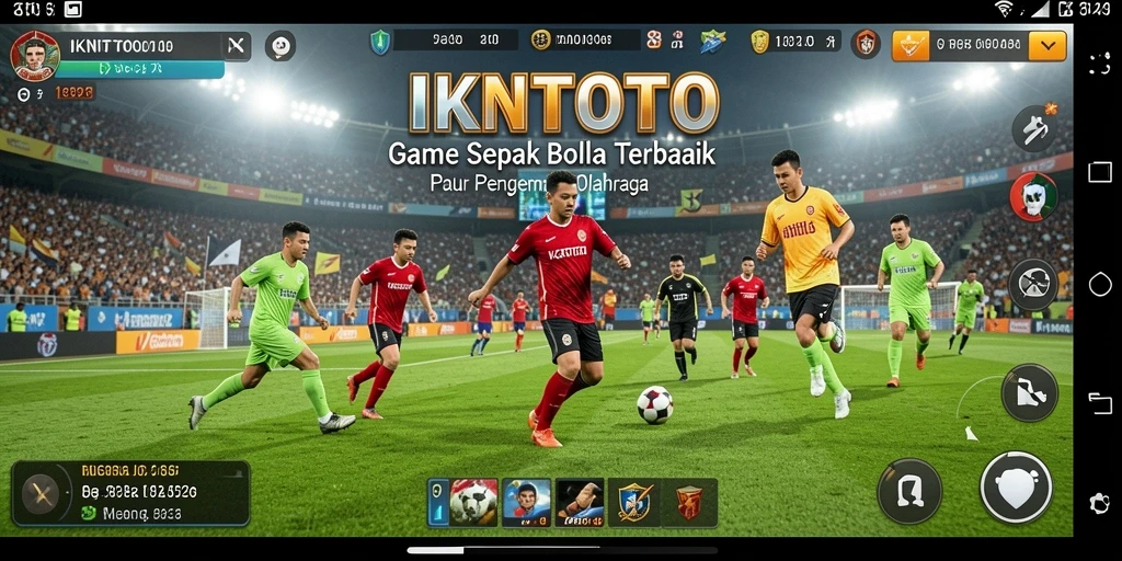 Screenshot menampilkan aksi seru dalam permainan sepak bola.
