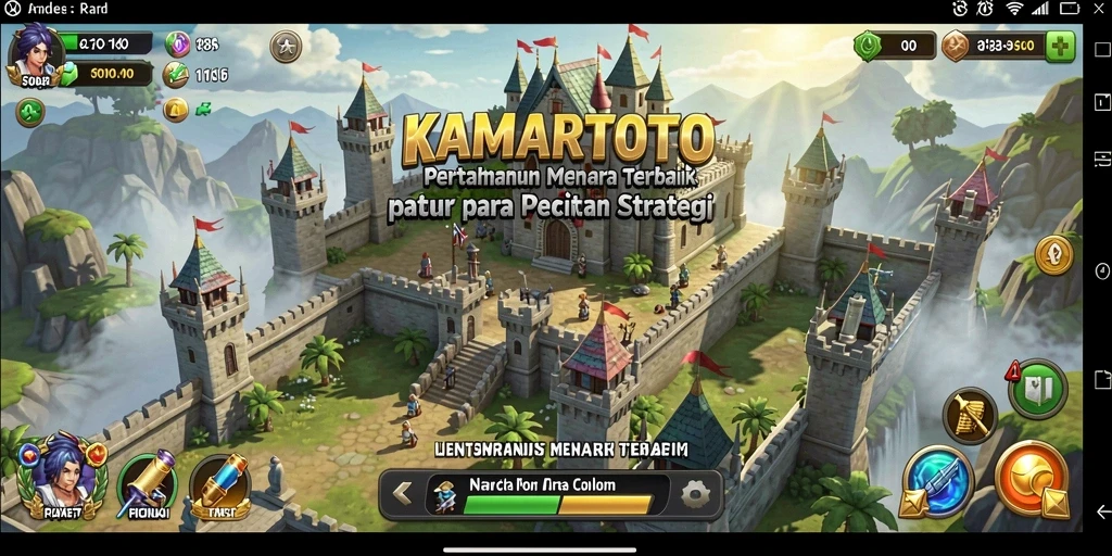Tampilan gameplay KAMARTOTO yang mendebarkan dalam pertahanan menara.