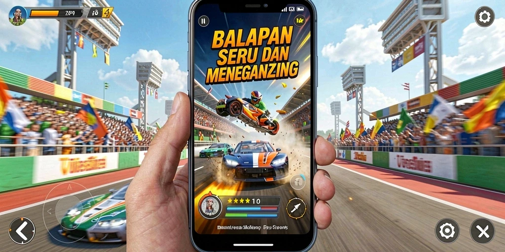 Tampilan gameplay Racing RAP89 yang mendebarkan dan penuh tantangan.