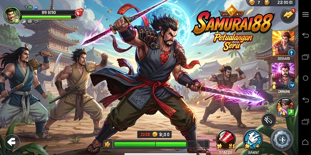 Tampilan gameplay mendebarkan dari SAMURAI88 dengan aksi samurai yang seru.