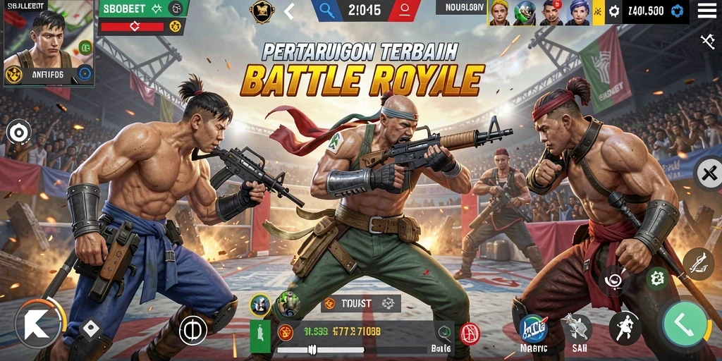 Screenshot SBOBET menampilkan momen intens dalam gameplay Battle Royale.