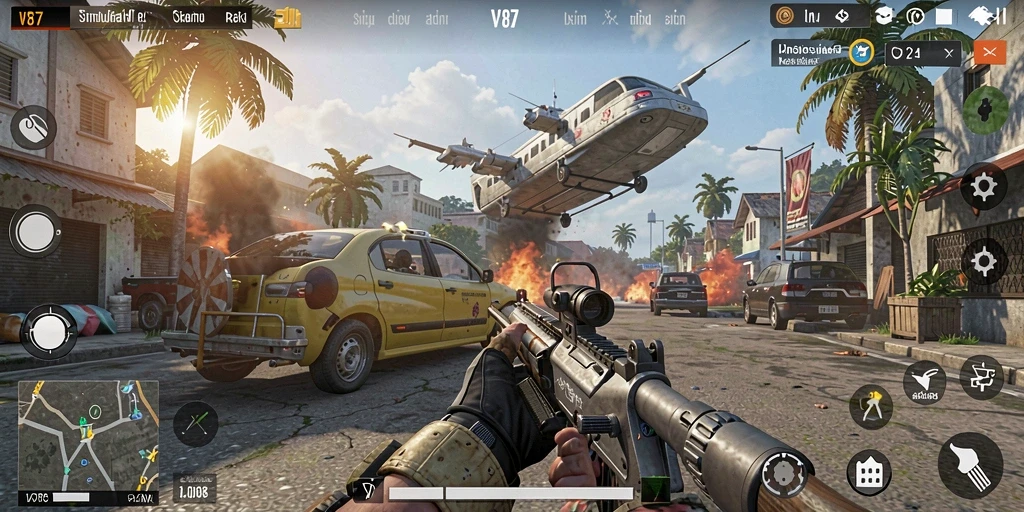 Tangkapan layar gameplay V87 yang menunjukkan keseruan simulasi.