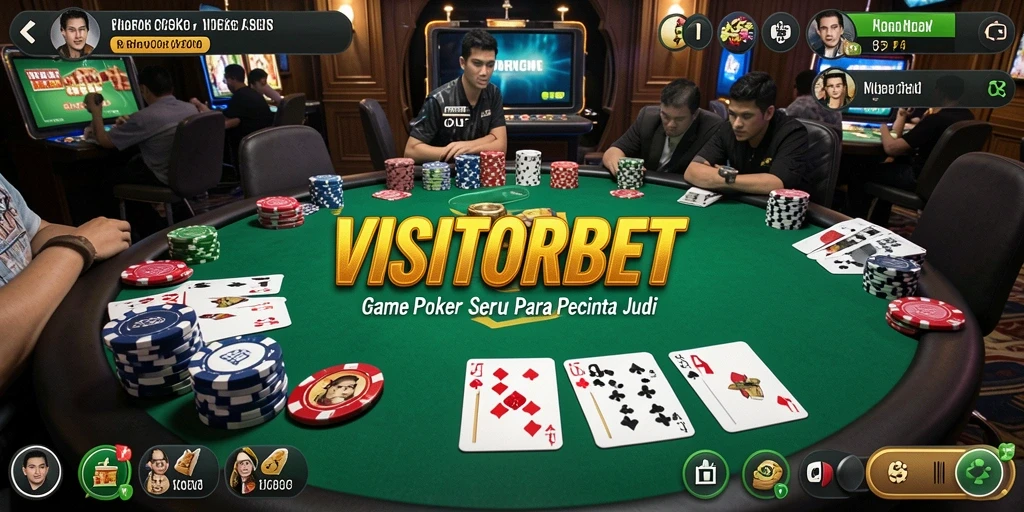 Tampilan gameplay Poker yang mendebarkan di VISITORBET.
