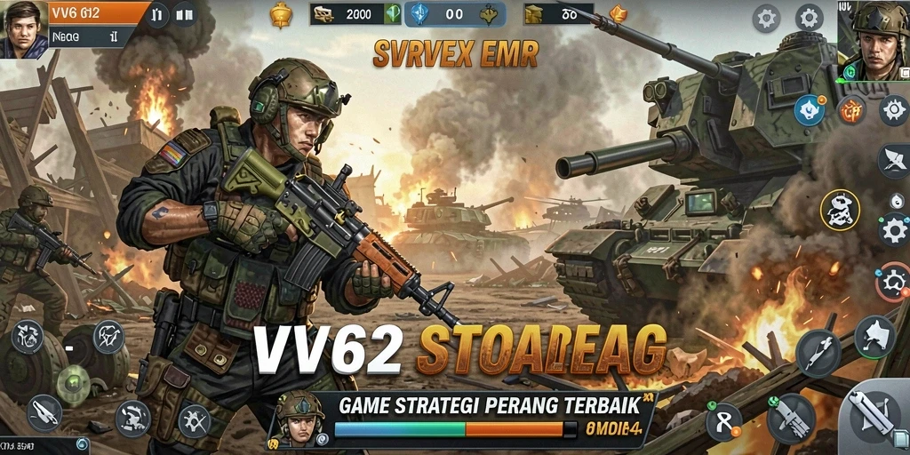 Tangkapan layar permainan VV62 yang menampilkan pertempuran strategis.